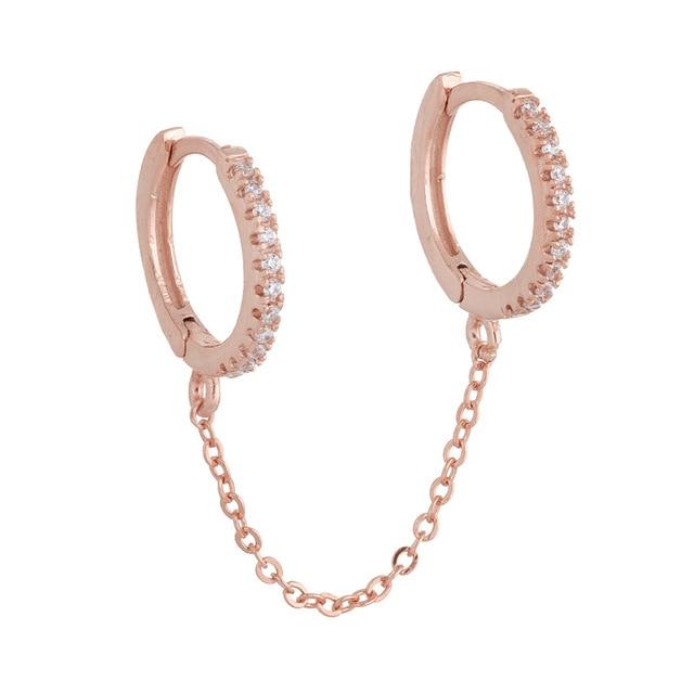 Crystal Zircon Chain Earring-Earrings-Arimonz-Rose Gold-Arimonz
