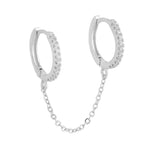 Crystal Zircon Chain Earring-Earrings-Arimonz-Silver-Arimonz