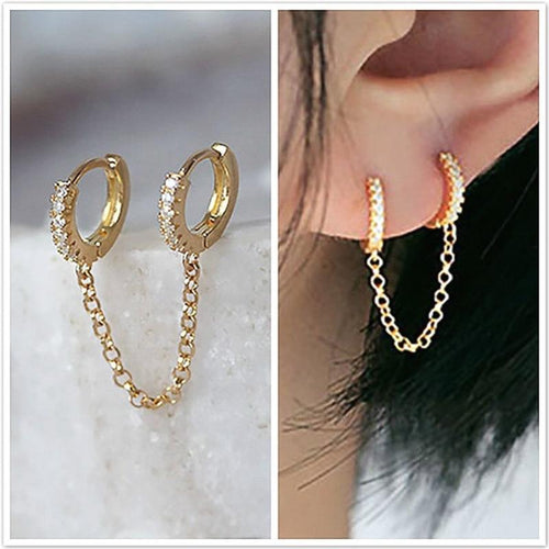 Crystal Zircon Chain Earring-Earrings-Arimonz-Arimonz