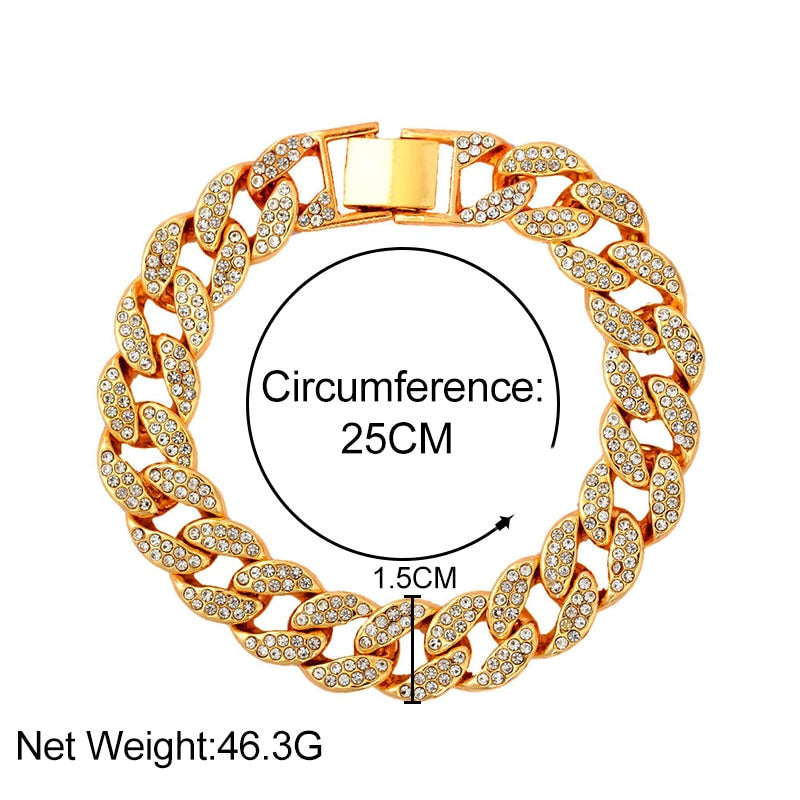 Cuban Link Chain Anklet Bracelet For Women Rhinestone Anklets-Anklets-Arimonz-Arimonz