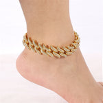 Curb Ankle Bracelet Jewelry Cuban Chain Bling Foot Anklet-Anklets-Arimonz-Arimonz