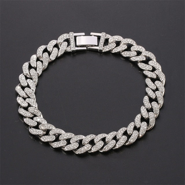 Curb Ankle Bracelet Jewelry Cuban Chain Bling Foot Anklet-Anklets-Arimonz-Silver Plated-Arimonz