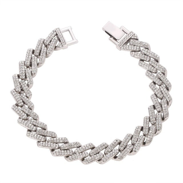 Curb Ankle Bracelet Jewelry Cuban Chain Bling Foot Anklet-Anklets-Arimonz-Silver Rhinestones-Arimonz