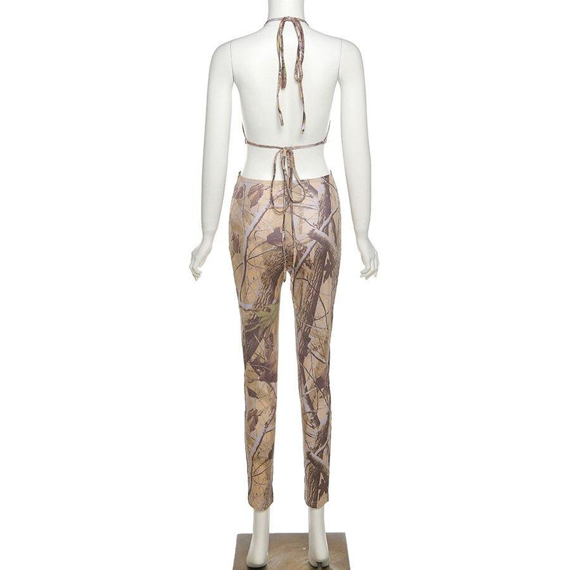Cut Out Aesthetic Print Jumpsuit Women Backless Bandage Outfits-Night Out Jumpsuits & Rompers-Arimonz-Arimonz