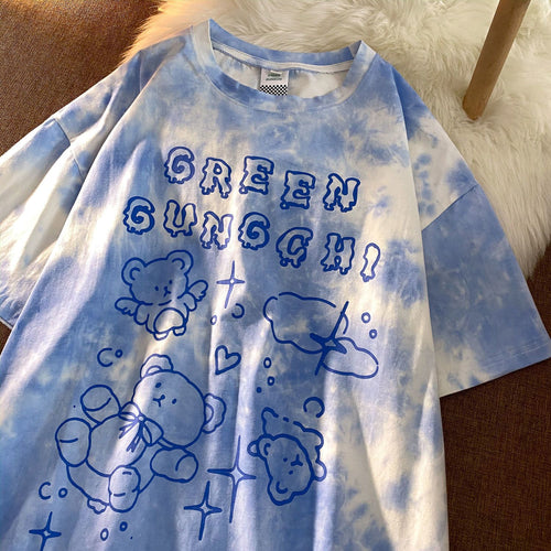 Cute Bear T-shirt Streetwear Oversized T-Shirt Women Short Sleeves Top-Tee-Arimonz-Arimonz