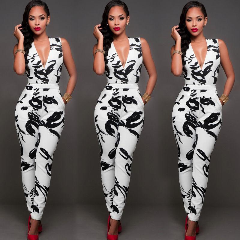 Deep V Sleeveless Jumpsuit-Casual Jumpsuits & Rompers-Arimonz-Arimonz
