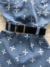 Denim Cross Print Women Jumpsuits Sashes Pocket High Street Romper-Casual Jumpsuits & Rompers-Arimonz-Arimonz