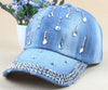 Denim Hip Hop Caps Leisure Woman Cap With Rhinestones Baseball Caps-Women's Caps-Arimonz-Arimonz