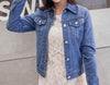 Denim Jacket For Ladies With Collar In Different Colors-Jean Jackets-Arimonz-Arimonz