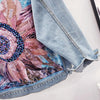Denim Jacket Sequin Floral Appliques Embroidery Long Sleeve Outerwear-Jean Jackets-Arimonz-Arimonz