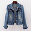 Denim Jacket Women Boyfriend Jean Coat Streetwear Vintage Outerwear-Jean Jackets-Arimonz-Arimonz
