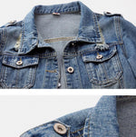 Denim Jacket Women Boyfriend Jean Coat Streetwear Vintage Outerwear-Jean Jackets-Arimonz-Arimonz