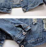 Denim Jacket Women Boyfriend Jean Coat Streetwear Vintage Outerwear-Jean Jackets-Arimonz-Arimonz