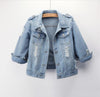 Denim Jacket Women Boyfriend Jean Coat Streetwear Vintage Outerwear-Jean Jackets-Arimonz-Arimonz