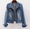 Denim Jacket Women Boyfriend Jean Coat Streetwear Vintage Outerwear-Jean Jackets-Arimonz-Arimonz