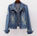 Denim Jacket Women Boyfriend Jean Coat Streetwear Vintage Outerwear-Jean Jackets-Arimonz-S-Long-Arimonz