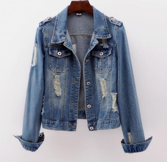 Denim Jacket Women Boyfriend Jean Coat Streetwear Vintage Outerwear-Jean Jackets-Arimonz-S-Long-Arimonz