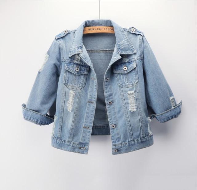 Denim Jacket Women Boyfriend Jean Coat Streetwear Vintage Outerwear-Jean Jackets-Arimonz-S-Short-Arimonz