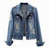 Denim Jacket Women Boyfriend Jean Coat Streetwear Vintage Outerwear-Jean Jackets-Arimonz-Arimonz