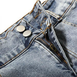 Denim Mini Skirts High Waist Blue Hip Jeans Beading Tassel Skirt-Denim Skirts-Arimonz-Arimonz