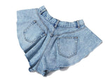 Denim Shorts - Casual Denim Shorts High Waist Ruffle Hem Loose Ruched Short Pants