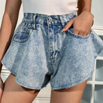 Denim Shorts Loose Wide Leg Denim Shorts Ripped Tasseled Retro Shorts-Denim Shorts-Arimonz-Arimonz