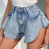 Denim Shorts Loose Wide Leg Denim Shorts Ripped Tasseled Retro Shorts-Denim Shorts-Arimonz-Light Blue-XS-Arimonz