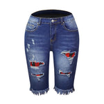 Denim Shorts Woman Fashion Tassel Tight Five-Point Washed Shorts-Denim Shorts-Arimonz-Dark blue-G-S-Arimonz