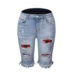 Denim Shorts Woman Fashion Tassel Tight Five-Point Washed Shorts-Denim Shorts-Arimonz-Light blue-G-S-Arimonz