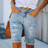 Denim Shorts Woman Fashion Tassel Tight Five-Point Washed Shorts-Denim Shorts-Arimonz-Light blue-S-Arimonz