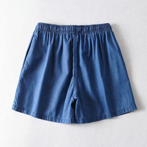 Denim Shorts Women's Drawstring Loose Pockets High Waist Casual Shorts-Denim Shorts-Arimonz-Arimonz