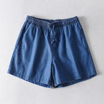 Denim Shorts Women's Drawstring Loose Pockets High Waist Casual Shorts-Denim Shorts-Arimonz-Dark Blue-M-Arimonz