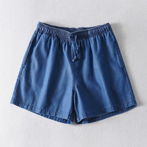Denim Shorts Women's Drawstring Loose Pockets High Waist Casual Shorts-Denim Shorts-Arimonz-Arimonz