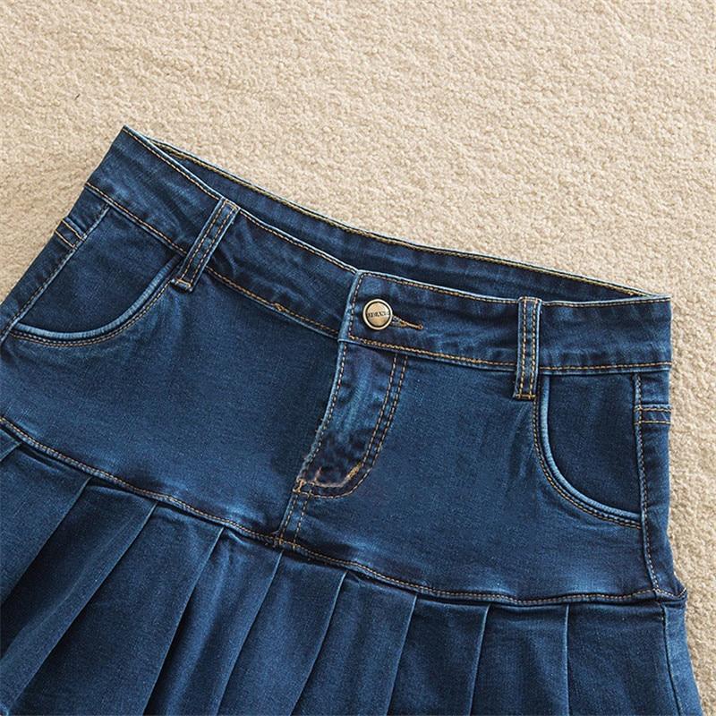 Denim Skirt - Denim Skirt With Ruffles Plus Size Jeans High Waist Pleated Bottom