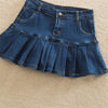 Denim Skirt With Ruffles Plus Size Jeans High Waist Pleated Bottom-Denim Skirts-Arimonz-Arimonz