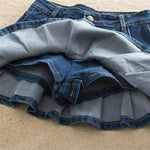 Denim Skirt With Ruffles Plus Size Jeans High Waist Pleated Bottom-Denim Skirts-Arimonz-Arimonz