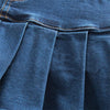Denim Skirt With Ruffles Plus Size Jeans High Waist Pleated Bottom-Denim Skirts-Arimonz-Arimonz