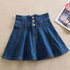 Denim Skirt With Ruffles Plus Size Jeans High Waist Pleated Bottom-Denim Skirts-Arimonz-Multiple Button Skirt-XS-Arimonz