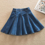 Denim Skirt With Ruffles Plus Size Jeans High Waist Pleated Bottom-Denim Skirts-Arimonz-Pleated Skirt-XS-Arimonz
