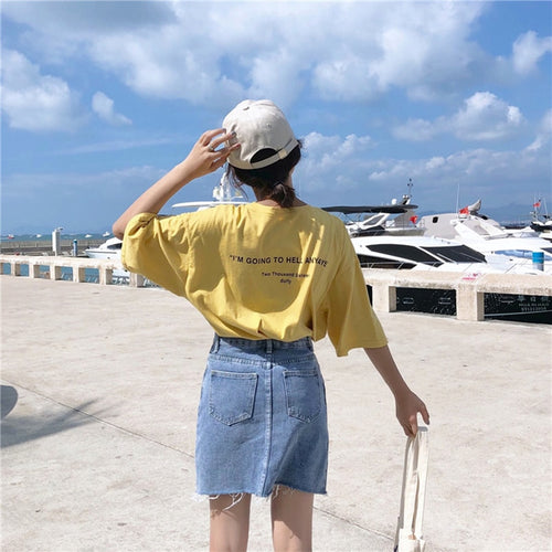 Denim Skirt Women Blue Solid Casual High Waist A Line Denim Skirt-Denim Skirts-Arimonz-Arimonz