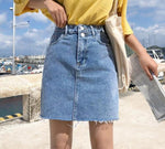 Denim Skirt Women Blue Solid Casual High Waist A Line Denim Skirt-Denim Skirts-Arimonz-Arimonz