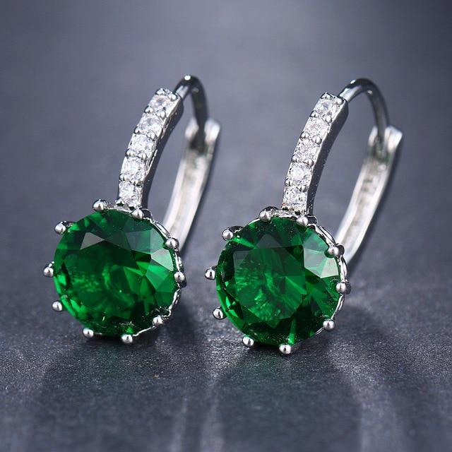 Diamond Element Stud Earrings-Earrings-Arimonz-green-Arimonz