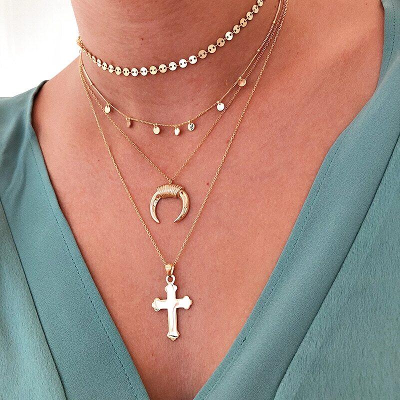 Disc Necklace for Women Simple Choker Chain Necklace Jewelry-Necklaces-Arimonz-Arimonz