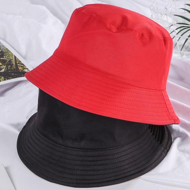 Double-faced Unisex Bucket Women Hat Outdoor Travel Cycling Caps-Bucket Hats-Arimonz-Black Red-Arimonz