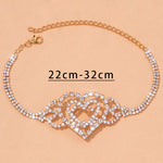Double Heart Anklet Rhinestone Chain Jewelry Love Foot Chain Anklet-Anklets-Arimonz-Arimonz