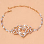 Double Heart Anklet Rhinestone Chain Jewelry Love Foot Chain Anklet-Anklets-Arimonz-Gold-color-Arimonz