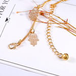 Double Layer Anklets Hollow Hamsa Hand Anklet Accessory for Women-Anklets-Arimonz-Arimonz