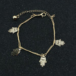 Double Layer Anklets Hollow Hamsa Hand Anklet Accessory for Women-Anklets-Arimonz-Arimonz