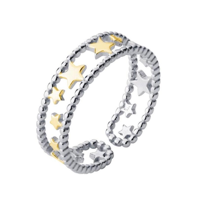 Double Layer Cute Star Ring Women Adjustable Ring-Rings-Arimonz-Arimonz