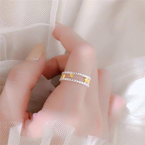 Double Layer Cute Star Ring Women Adjustable Ring-Rings-Arimonz-Arimonz
